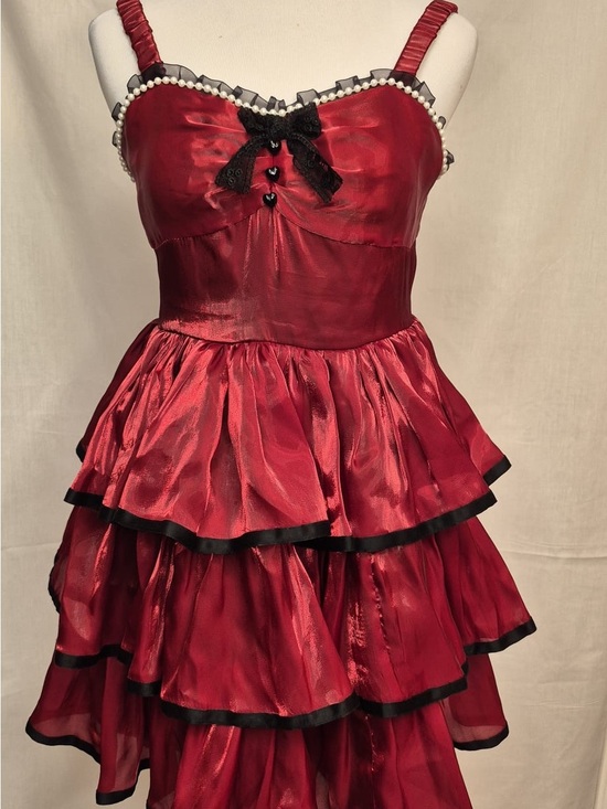 Unbranded Dresses & Skirts - 2057 - Red Ruffle Tiered Girls' Dress with Black Trim